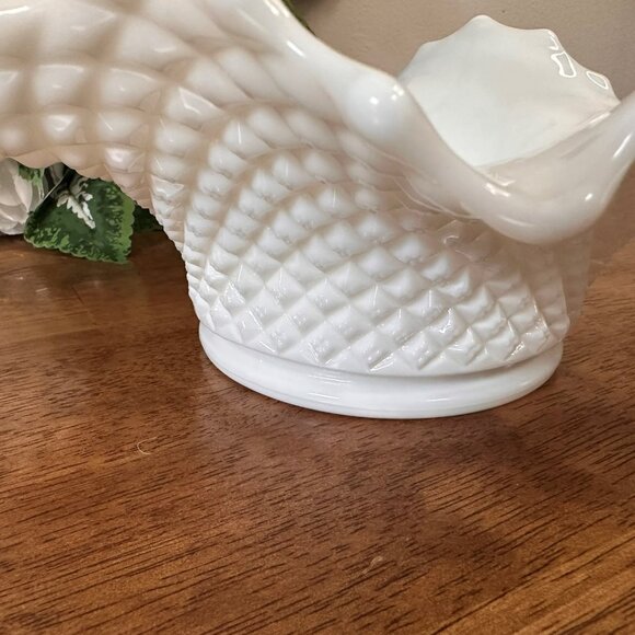 Westmoreland‎ Vintage Milk Glass Bowl Open Lace Edge Reticulated Pedestal - Picture 6 of 6